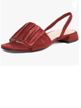 Red Comfortable Open Toe Low Heel Sandals Back Strap Slip On Summer Holiday Shoe